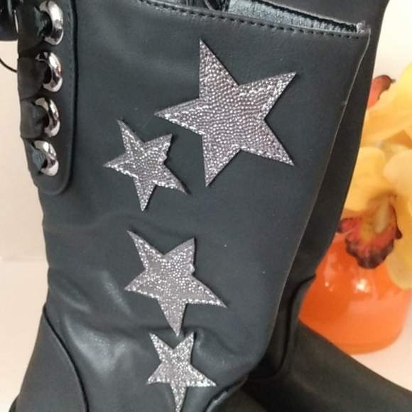 JESSICA CARLYLE GIRLS AMALI BLACK MOTO BOOTS SIZE 1 NWOT - Picture 2 of 16